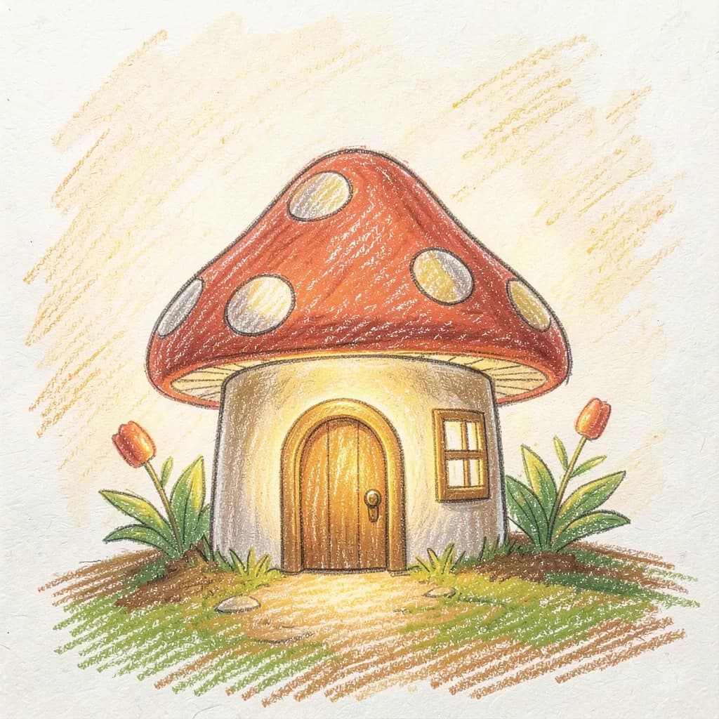 Drawing reference: A tiny glowing mushroom house — Easy Fantasy sketch